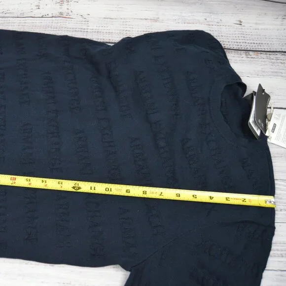 Armani Exchange Navy Oblique Logo Pullover Sweater Size Medium NWT - Picture 9 of 16